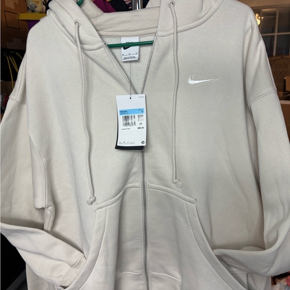Nike Jackets & Blazers - Nike Cream Oversized Zip-Up Hoodie- women’s XXL